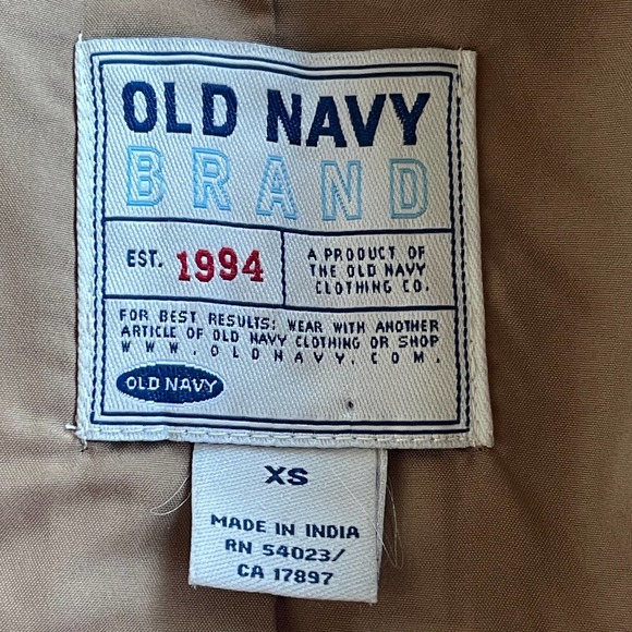 Old Navy Pea Coat Womens Extra Small XS Tan Button Up Belted Wool Blend Lined - Picture 5 of 11